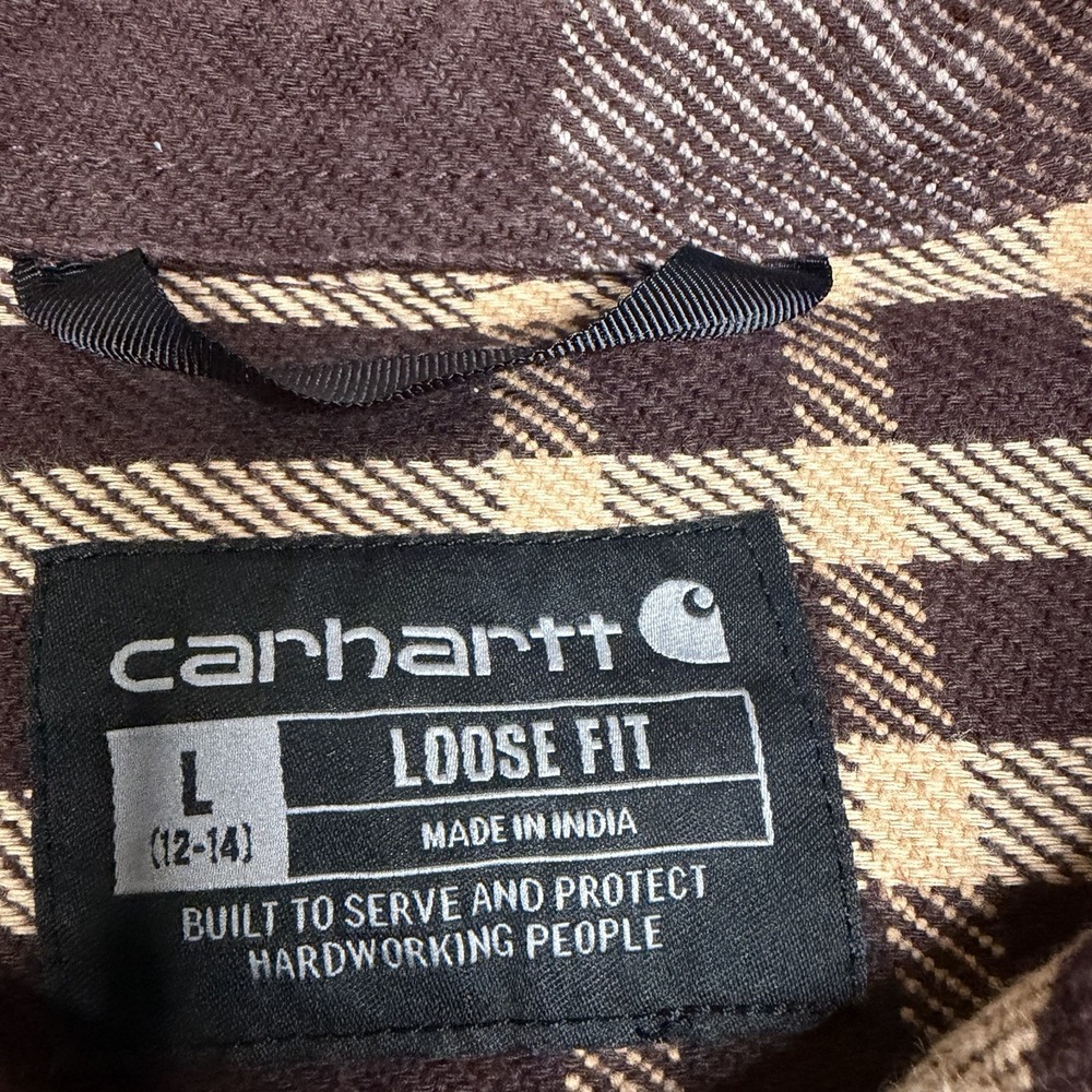 Carhartt Loose Fit Heavyweight Twill Long-Sleeve Plaid Shirt Women's Size L - Picture 5 of 5
